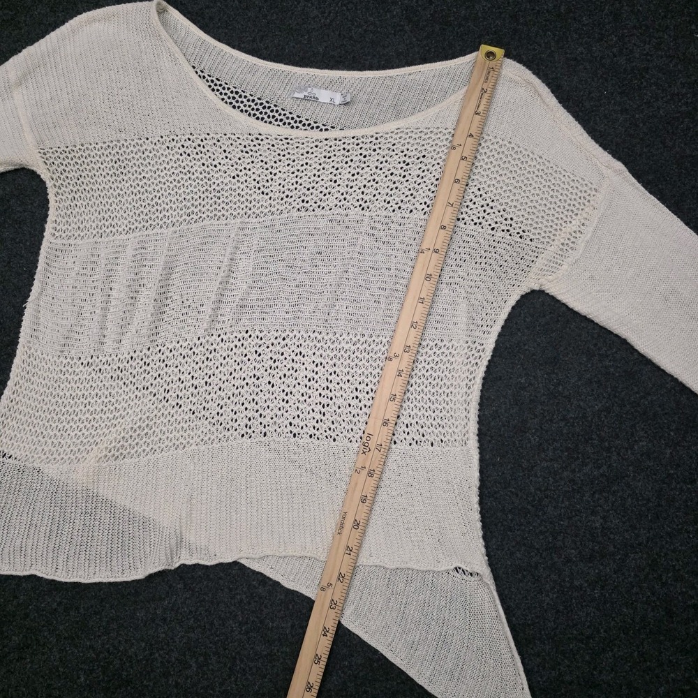 PrAna Womens XL Cream Open Knit Pullover Sweater Top Assymetrical Hem - Picture 9 of 9